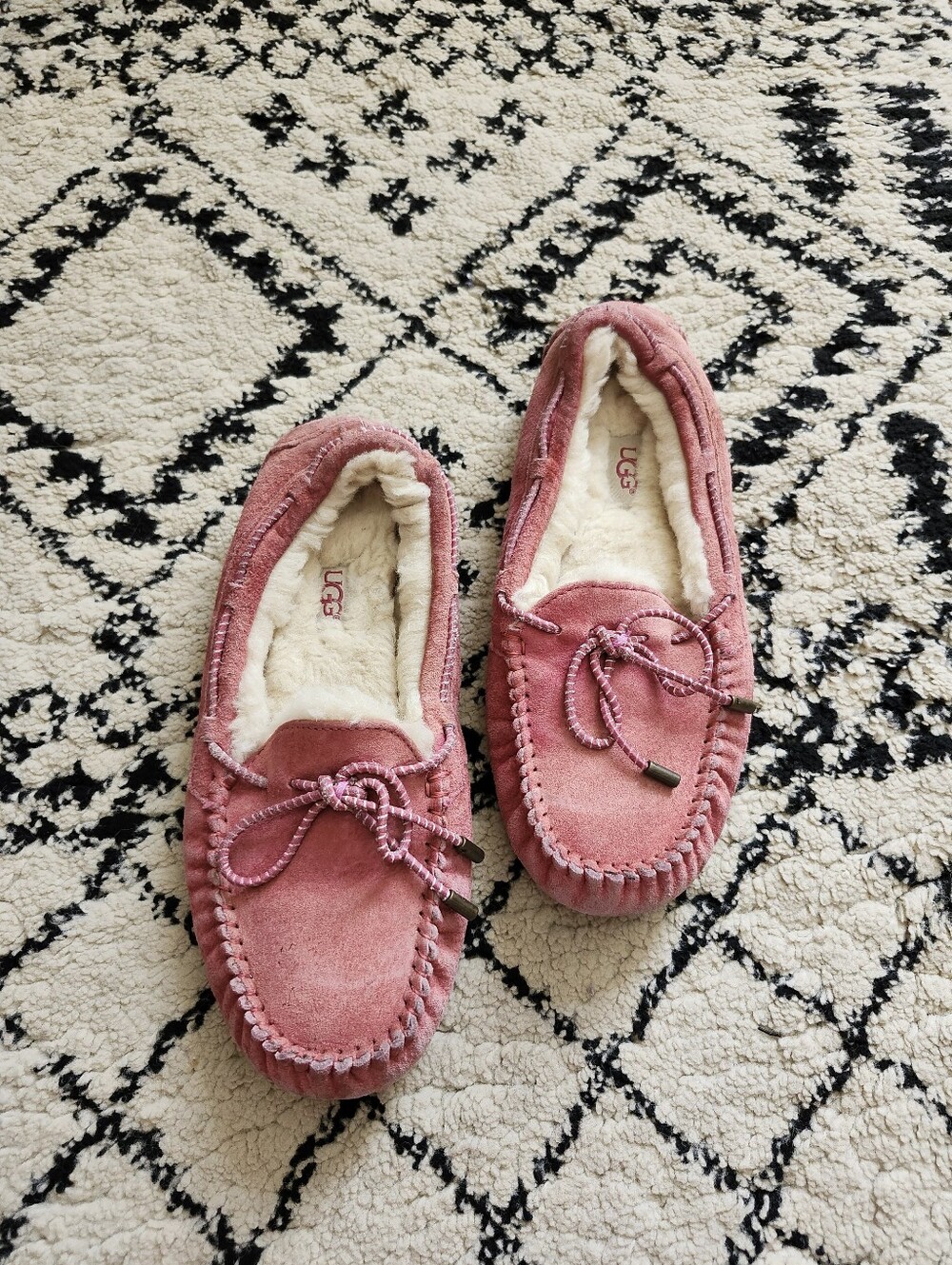 UGG Women’s Pink Suede Moccasin Slippers